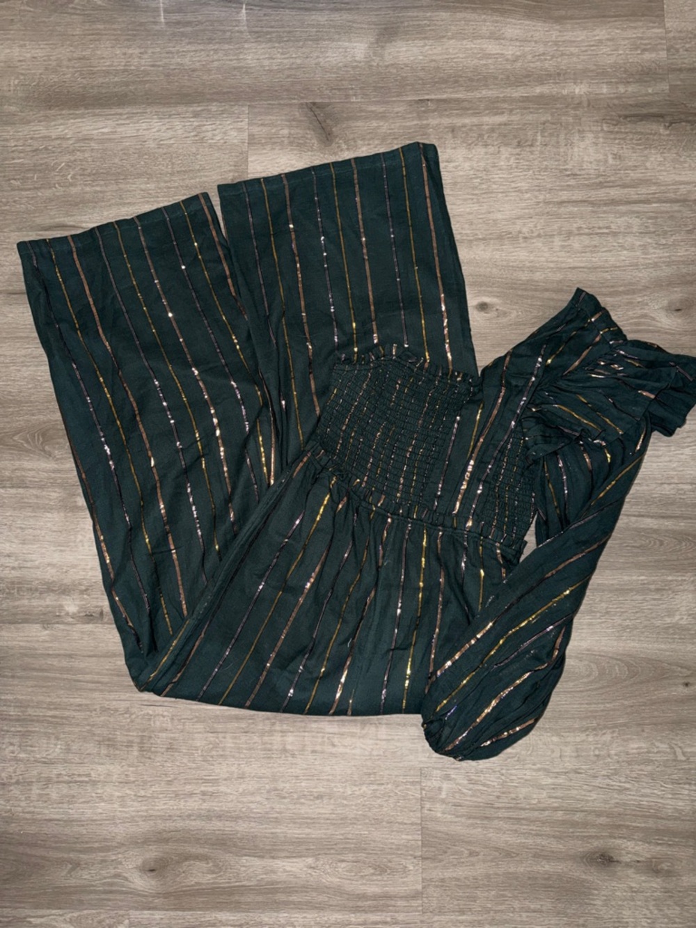 ❤️‍🔥Firm Price❤️‍🔥FARM Rio X Anthropologie One-Shoulder stripe Jumpsuit - Picture 6 of 10